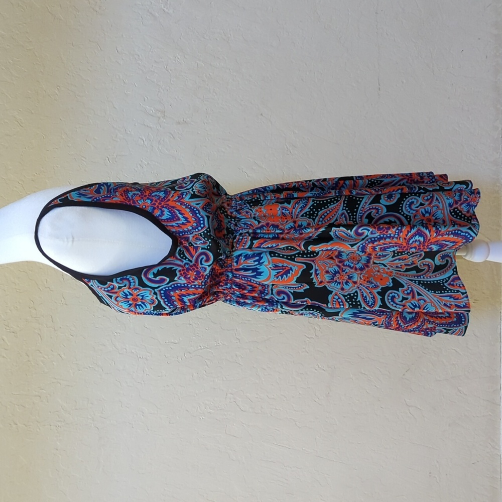 Marciano Marrakesh Paisley Print Black Blue Mini Dress Size Large - Picture 6 of 11